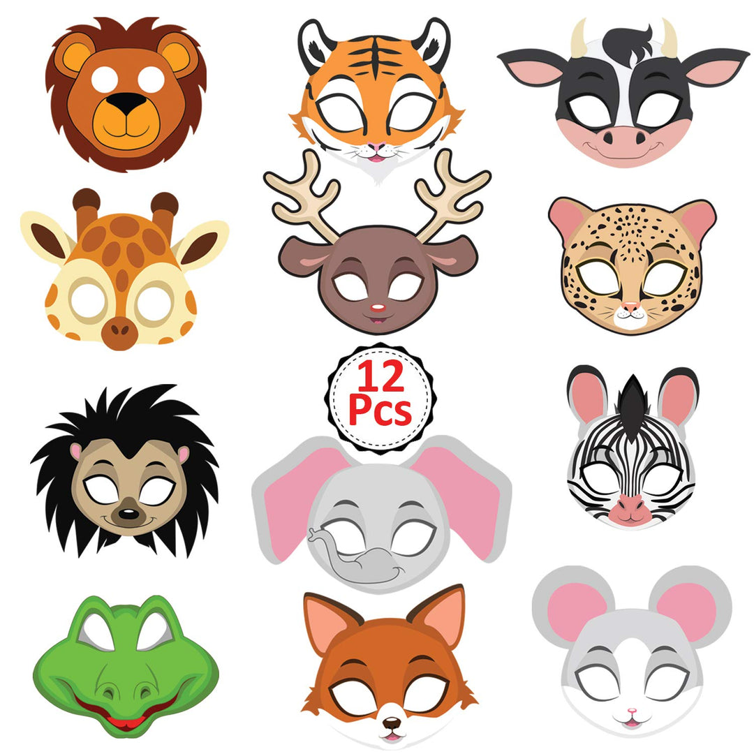 Party Propz Animal Eye Mask - Animal Mask For Kids Face | Jungle Theme Birthday Decoration | Animal Mask For Boys Girls | Animal Theme Birthday Decoration | Birthday Masks For Kids Party
