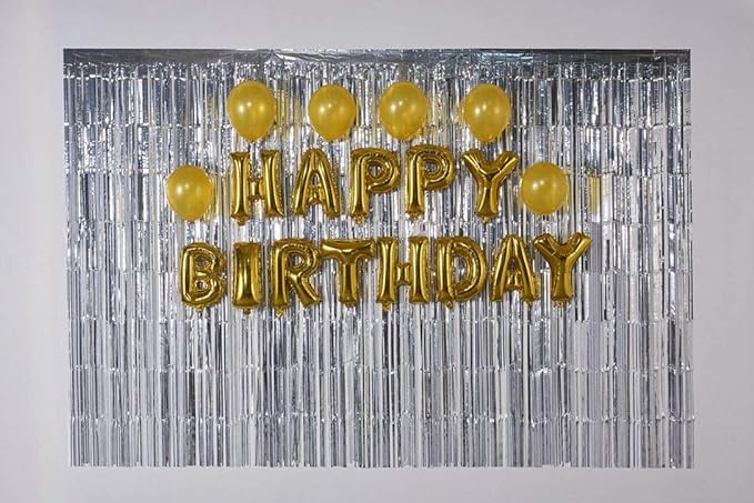 Party Propz Silver Foil Curtain Pack of 3 for Birthday, Anniversary, Marriage and Bachelorette Decoration
