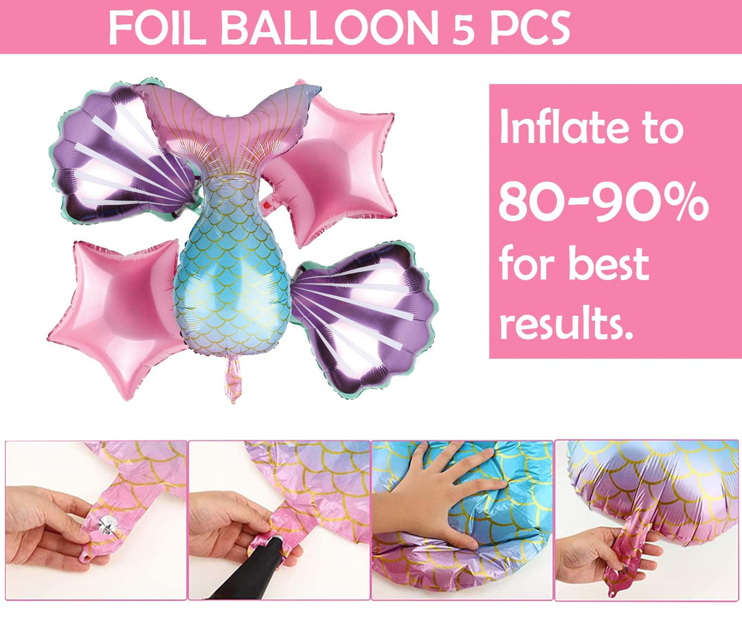 Party Propz Mermaid Theme Birthday Decorations - Cute 64 Pcs Birthday Decoration Items For Girls|Mermaid Balloons For Birthday Decorations|Birthday Decorations For Kids|Multicolor Birthday Balloons