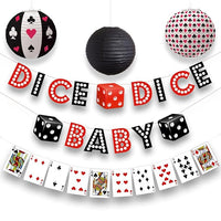 Party Propz Casino Theme Party Decorations - 5 Pcs Casino Theme Party Supplies for Men and Women / Poker Theme Party Decorations / Card Party Decoration / Casino Party Decor Lantern, Banner(Cardstock)