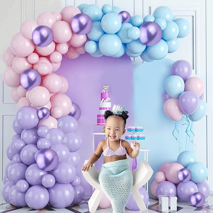 Party Propz Mermaid Balloons for Birthday Decoration - Cute 56Pcs Balloon Decoration for Birthday | Birthday Decoration Items for Girl | Mermaid Theme Birthday Decorations | Balloon Decoration Kit