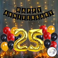 Party Propz 25Th Anniversary Decoration Items - 56Pcs 25Th Happy Anniversary Decoration|Happy Anniversary Banner|Wedding Anniversary Decoration For Couple,Boyfriend,Husband|Happy Anniversary Balloons