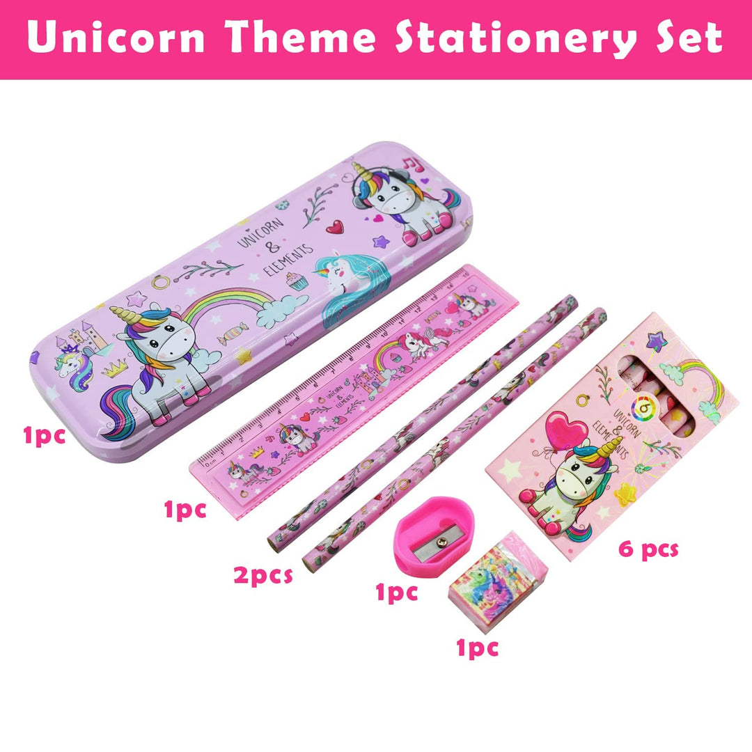 Party Propz Unicorn Stationery Set for Girls - 12 Pcs Pink Stationery Set for Girls | Cute Stationary for Girls | Unicorn Stationary Kit for Kids Return Gift for Girls | Stationary Set Return Gifts