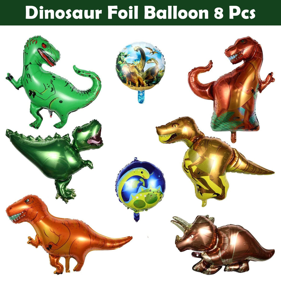 Party Propz Dinosaur Foil Balloons - Big 8 Pcs|Jungle Theme Birthday Decoration Items For Kids|Dinosaur Party Decorations For Boys, Girls|Dinosaur Theme Birthday Decoration Kids, Multi