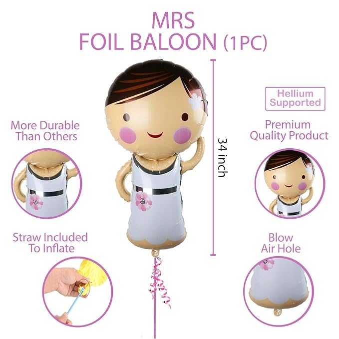 Party Propz Foil Birthday Valentine Engagement Wedding Anniversary Reception Balloons for Party Decoration Mr and Mrs Couple Balloon (Multicolor) - Pack of 8 Pieces