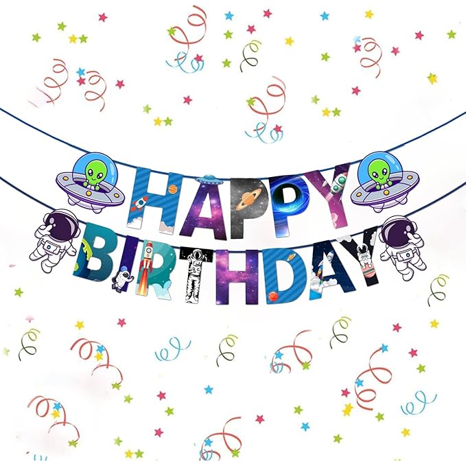 Party Propz Space Banner (cardstock) - 1 Pc For Space Decoration For Birthday | Space Decoration Items | Space Theme Birthday Decoration | Space Birthday Decor | Birthday Banner For Kids
