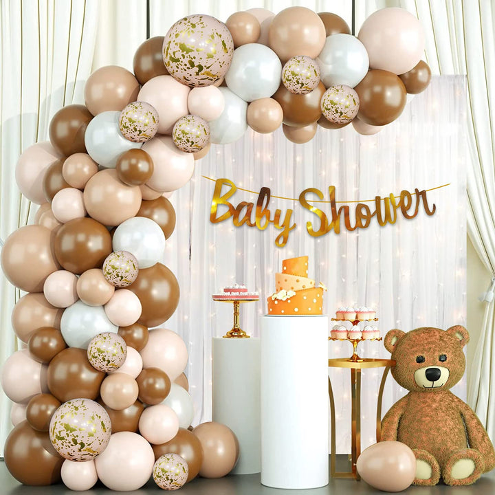 Party Propz Baby Shower Decoration Items - 44Pcs Baby Shower Decorations | Mom To Be Decoration Items Set | Baby Shower Banner (Cardstock) | With Pastel Balloons, White Net Curtains and Led Light