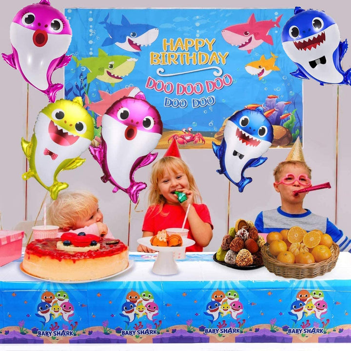 Party Propz Baby Shark Foil Balloons For Decorations-Combo Of 6Pcs For Baby Shark Theme Birthday Decorations|Baby Shark Balloons|Birthday Decoration Items For Boy,Girls,Multicolor