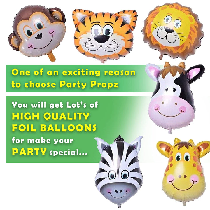 Party Propz Jungle Theme Birthday Decoration-63Pcs, Items For Girl,Boy|Animal Theme Birthday Party Decorations|Jungle Safari Theme Birthday Decoration With Banner(Cardstock)Metallic,Foil Balloons