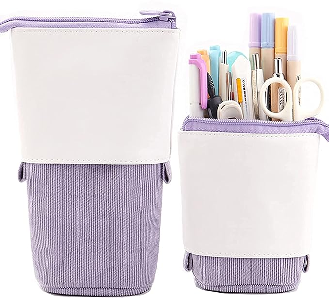 Party Propz Purple Pencil Pouch for Girls -Telescopic Pencil Pouches for Stationary | Aesthetic Pencil Case for College Students | School Pouch, Girls Stylish Korean Bag | Japanese Stationery Pouch