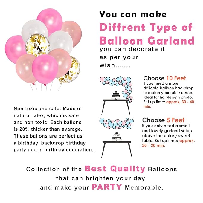 Party Propz Half Birthday Decorations For Baby Girl Combo - 46Pcs Items Set For 6 Months Birthday Decorations For Girl - Half Bday Banner, Balloons, Balloon Arch & Glue Dot
