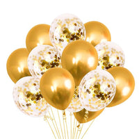 Party Propz Golden Latex & Confetti balloons for birthday decoration items - 18Pcs Pack balloons for birthday