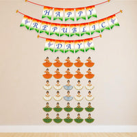 Party Propz Independence Day Decoration Kit – 32 Pcs 15 August Decor Set with 2-in-1 Reversible Independence Day & Republic Day Banner, Tricolour Cutouts