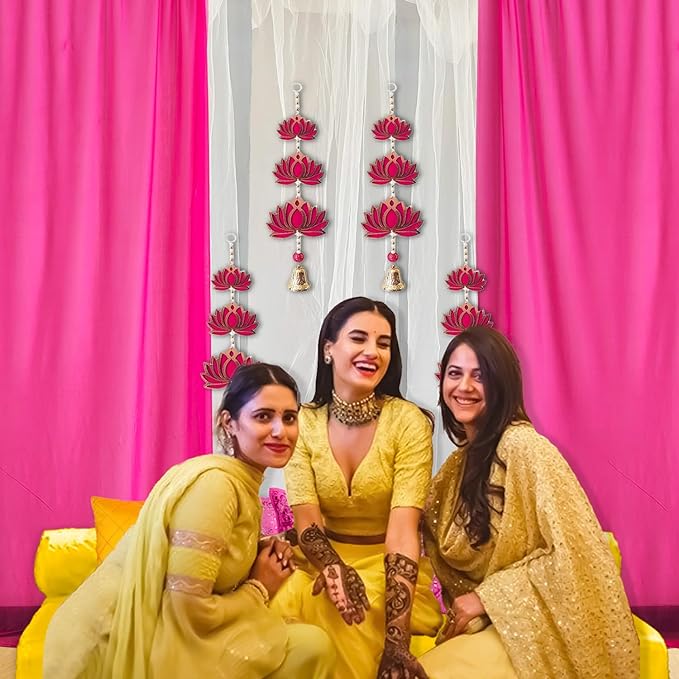 Party Propz haldi Decoration Items -Set of 12pcs Backdrop Cloth for Decoration | Sangeet Ceremony Decoration | Haldi Ceremony Decoration | Backdrop for Pooja Decoration | Net Curtains for Decoration