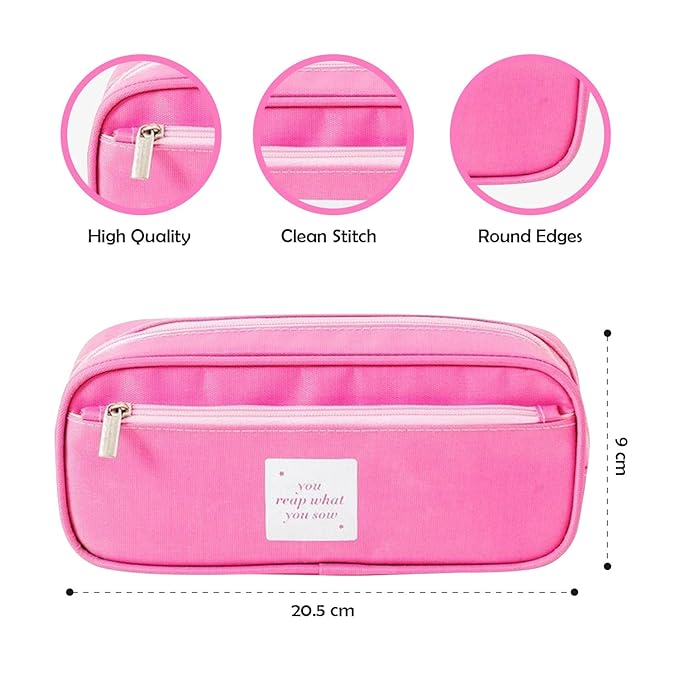 Party Propz Pink Pencil Pouch for Girls Boys- Large Capacity Pencil Pouch Aesthetic | Pencil Pouch for Women | School Pouch for Boys | Cute Pouches for Girls | Pencil Pouch for Girls for School