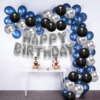 Birthday Decoration Items-31 Pcs,Birthday Decoration Items For Boy,Husband|Happy Birthday Decoration|Blue,Silver Balloons For Birthday Decoration|Foil,Metallic Balloons For Decoration