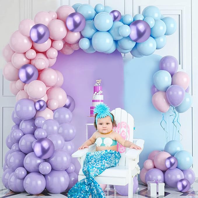 Party Propz Mermaid Balloons for Birthday Decoration - Cute 56Pcs Balloon Decoration for Birthday | Birthday Decoration Items for Girl | Mermaid Theme Birthday Decorations | Balloon Decoration Kit