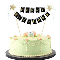 Party Propz Black Happy Birthday Cake Topper- with Golden Glitter Alphabets | Cake Toppers For Cake Decoration | Birthday Cake Toppers For Girls | happy birthday cake topper | birthday cake decoration