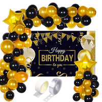 Party Propz Happy Birthday Decorations Kit Combo With Metallic/Foil Balloon Combo for Photography Photoshoot;Black Gold Balloons Set of45 Husband ;Kids;Boys;Girls;Women Photo Booth Wall Decoration kit