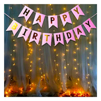 Party Propz Pink Happy Birthday Banner With Led Light Decoration Items For Girls, Kids Bday Decorations Kit/Birtday Supplies/Lights Combo Pack Set/ Princess, First, 2nd, Cake Smash Theme
