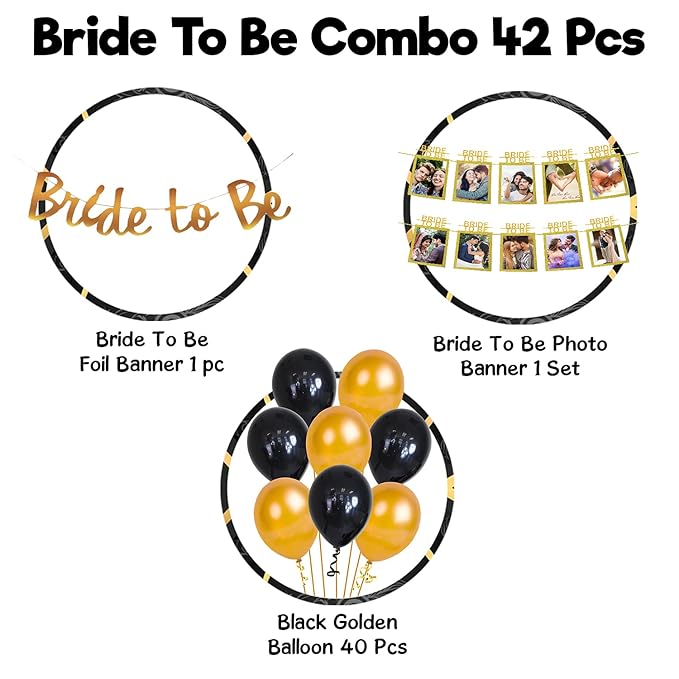 Party Propz Bride To Be Decoration Set Combo - 36 Pcs, Bachelorette Party Decorations | Foil, Metallic Balloons For Decorations | Bride To Be Sash | Bridal Shower Decorations Kit | Bachelorette Set
