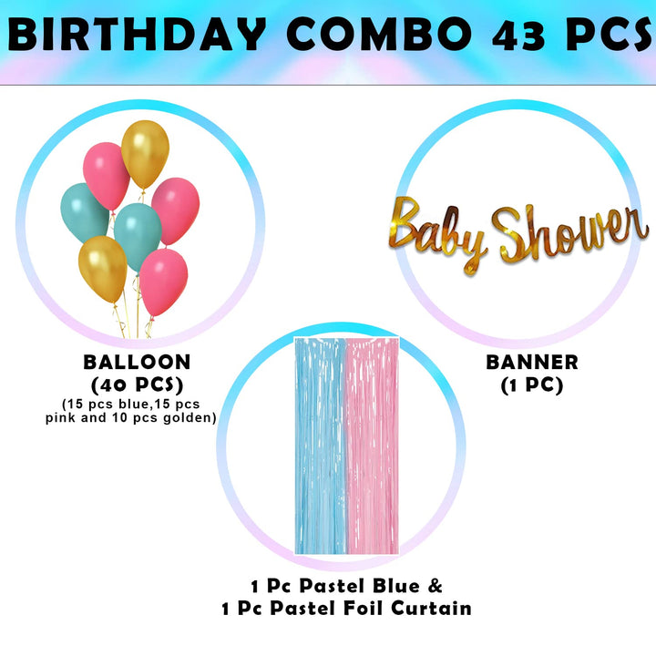 Party Propz Baby Shower Decoration Items Set - 53pcs Kit Baby Shower Foil Banner | Mom To Be Decoration Items Set | Baby Shower Balloons | Baby Shower Decoration Kit | Maternity Pregnancy Photoshoot