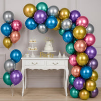 Multicolor Chrome Balloons Pack of 25 – Metallic Latex Balloons for Decoration