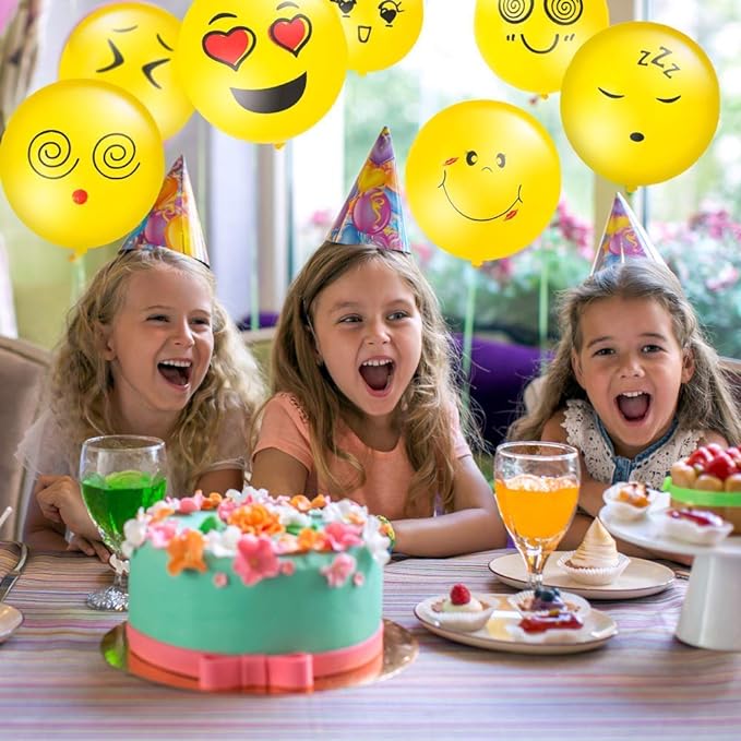 PARTY PROPZ BALLOON (Printed Face Expression Latex Balloon 100 Pcs, Yellow)