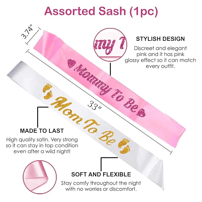 Party Propz Baby Shower Decoration Items Set - 59Pcs Banner, Balloons, Photo Booth Props, Sash - Baby Shower Decorations Materials for Mom to Be Maternity Photoshoot - Home KIT