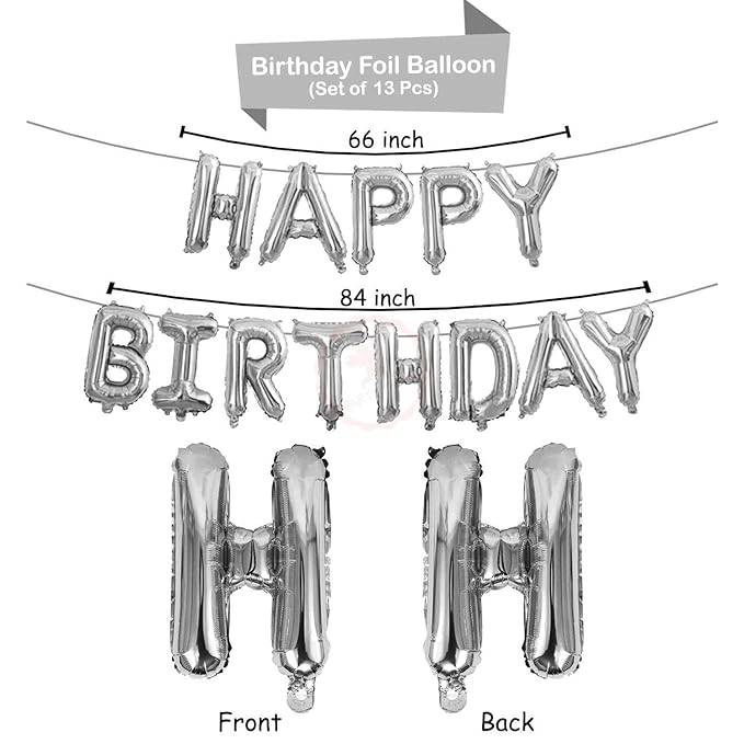 Party Propz Birthday Decoration Items for Men - 61Pcs Birthday Decoration Kit | Happy Birthday Decorations For Boys | Birthday Decoration Items for Husband | With Black Foil Curtains, LED Lights, Pump