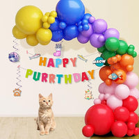 Party Propz Cat Theme Birthday Decorations -77Pcs Cat Birthday Decoration Kit | Cat Party Decoration | Cat Birthday Balloons | Cat Birthday Swirls | Happy Purrthday Banner(Cardstock)
