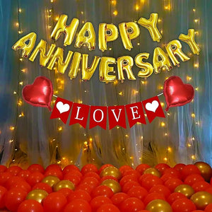 Party Propz Happy Anniversary Decoration Items Kit - 40Pcs Wedding Anniversary Decoration Items | Happy Anniversary Decoration Set | Heart Balloons for Decoration | Anniversary Decoration for Couple, Boyfriend, Husband