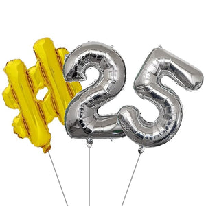 Party Propz Golden Foil Balloon 25 Number 16Inch For Birthday, Anniversary, 3 Pieces