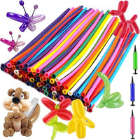 Party Propz Balloon Animal Making Kit, 100pcs Long Animal Balloons Unbreakable Air Pump 3pcs, Eye Stickers 1 sheet 104Pcs Thickening Latex Twisting Balloons for Wedding Birthday Clown