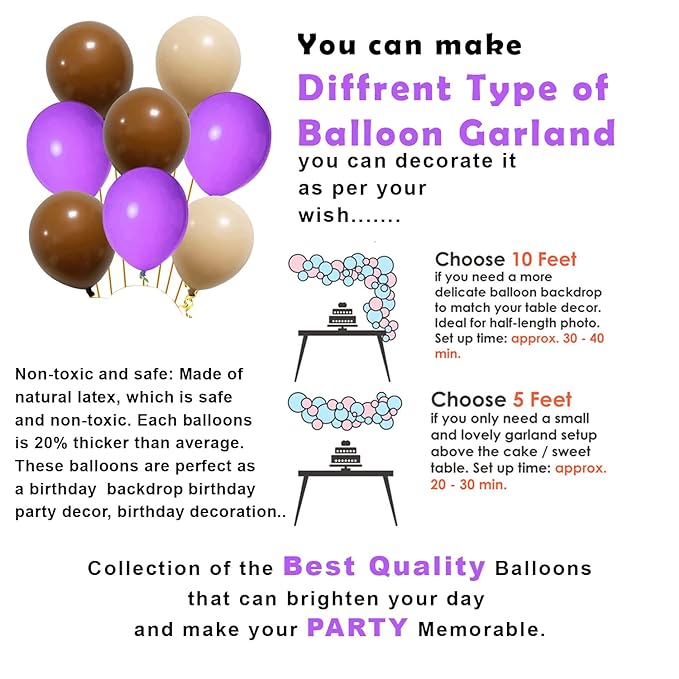 Party Propz Jungle Theme Birthday Decoration - 47 Pcs Purple balloons for Decoration | Jungle Safari Theme Birthday Decoration | 40 inch Brown Bear Foil Balloon | Birthday Decoration items for Boy