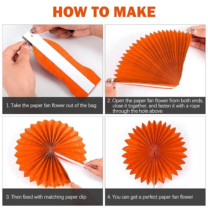 Party Propz Cricket Decoration Items - 6pcs Tricolour Paper Fan/Cricket Theme Decoration Items/Cricket Decoration Items For Room/Cricket Wall Décor
