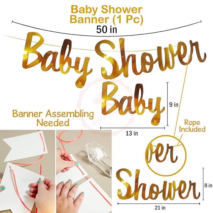 Party Propz Baby Shower Decorations Props Rubber Material Set-23Pcs Banner, Sash, Balloon and Fairy Led Light for , Balloons Baby Shower Mom to Be Photoshoot Materials Products Items Supplies