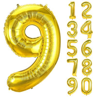 Party Propz Number 9 Foil Balloon - 32 Inch gold Foil Balloon for Birthday Decoration items | Anniversary Decoration items | Balloon Decoration | Number Balloons for Party