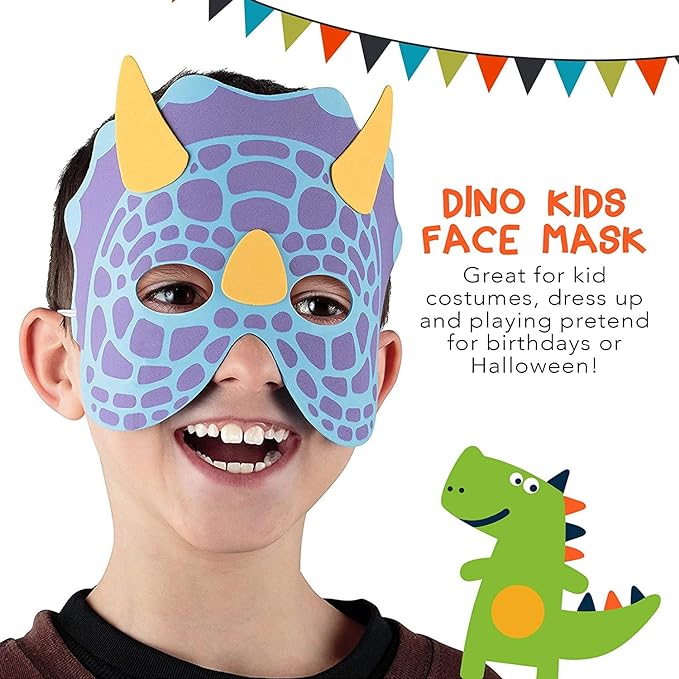 Party PropzTM Dinosaur Mask Pack of 8 Pieces / Dinosaur Supplies / Dinosaur Decoration / Dinosaur Birthday Supplies / Dinosaur Birthday Decoration
