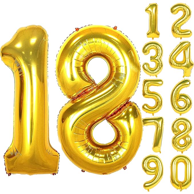 Party Propz 18th Birthday Decoration Items - 16 Inch Happy Anniversary Decoration Items | Gift for Girls Birthday Special 18+ Years | Foil Balloons for Decoration | Golden Balloons for Decoration