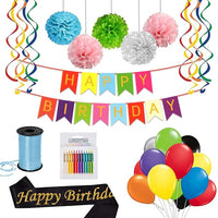 Party Propz Happy Birthday Decoration Items Multicolour Combo Of 46 Pcs For Girls,Boys Birthday Decoration