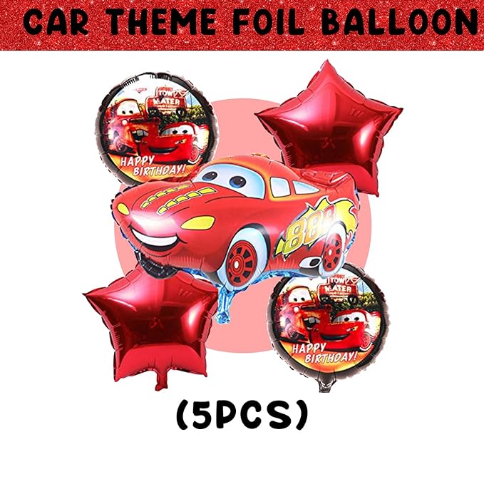 PARTY PROPZ THEME CAR THEME FOIL BALLOON BOUQUET SET OF 5/ CAR PARTY DECORATION/CAR PARTY SUPPLLY