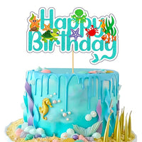 Party Propz Mermaid Theme Birthday Decorations - Mermaid Cake Topper | Cake Toppers Birthday for Girls | Cake Smash Decoration for Baby Girl | Happy Birthday Toppers for Cake | Happy Birthday Cake Topper