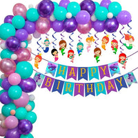 Party Propz Mermaid Theme Birthday Decoration Combo Banner Balloons Swirl Set 53Pcs for Girls / Kids Birthday Party Decoration Items (Multi) material Paper;Rubber (color Multi)