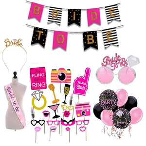 Party Propz Pink Bride To Be Decoration - 36pcs Combo For Bridal Shower Decoration | Bachelorette Party Decorations | Bride To Be Banner, Eyeglass | Bride To Be Sash And Crown | Bride To Be Props