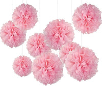 Party Propz Paper Pom Pom for Decoration 10 Inches Set of 9 Pcs (Pink)