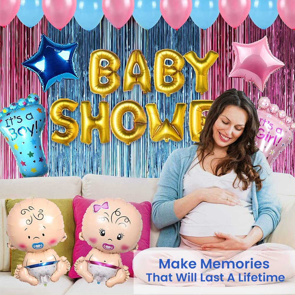 Party Propz Baby Shower Combo Decorations Set - Huge 50Pcs Baby Shower Backdrop Decoration | Baby Shower Decoration Items | Baby Shower Foil Banner | Pregnancy Photoshoot Material Items Supplies