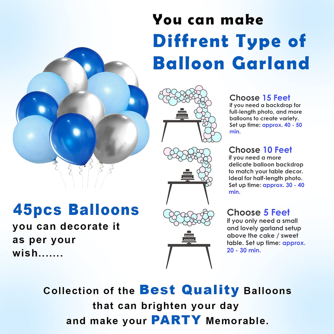 Party Propz Birthday Decorations for Boys - 59 Pcs Happy Birthday Decoration Items for Husband | Blue Birthday Decorations for Boys | Blue Balloons for Birthday Decorations