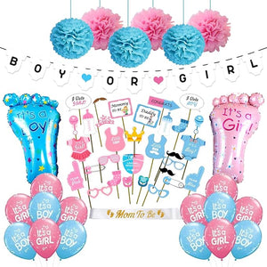 Party Propz Baby Shower Decoration Items Set - 59Pcs Banner, Balloons, Photo Booth Props, Sash - Baby Shower Decorations Materials for Mom to Be Maternity Photoshoot - Home KIT