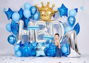 Party Propz First Birthday Decorations Boys - 94 Pcs | Birthday Decoration Items for Boy | Happy Birthday Decoration for Kids | Balloons, Hand Pump, Arch Roll, Tape, Banner(Cardstock), Curling Ribbon